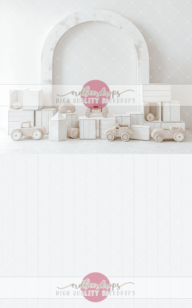 "Wooden Toys" (offwhite) Kombi-Backdrop ed-h-803