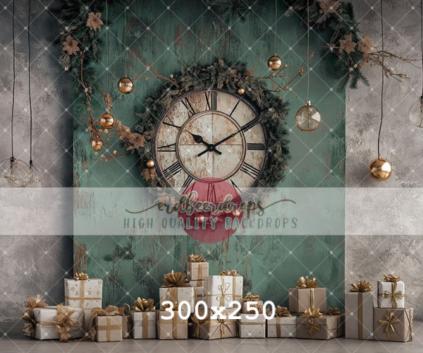"Christmas Time" – Weihnachts-Backdrop mit Uhr ed-f-2612