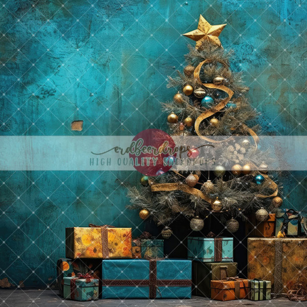 Fotohintergrund Weihnachten ed-f-2309 "Weihnachtsbaum Petrol"